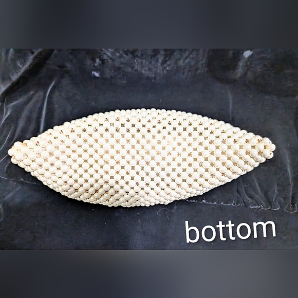 1950s Hand Beaded Faux Pearls Clutch Bag By Josef - Made In Japan - Picture 10 of 13